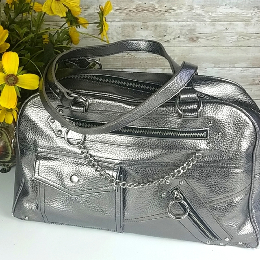 Fashion bag, Silver bag with lots of hardware